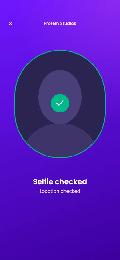Vyce app confirming selfie and location checks