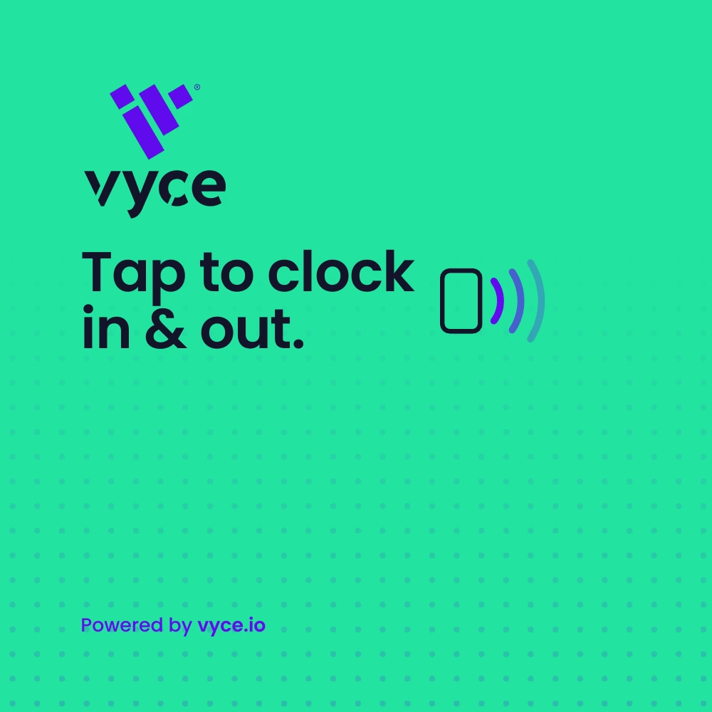 Vyce NFC plate: Tap to clock in & out